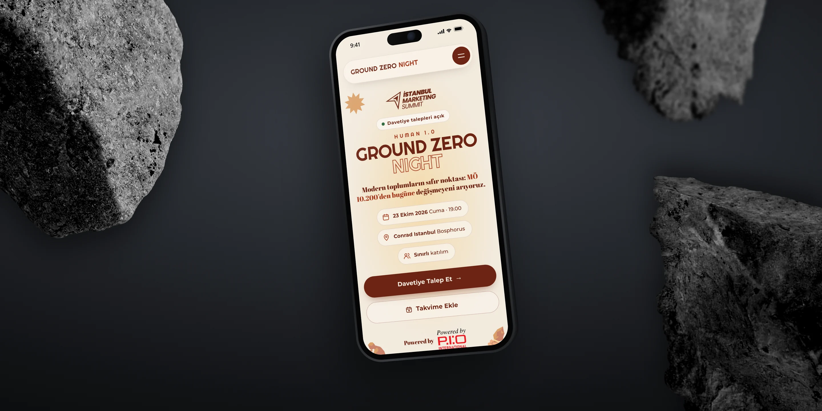 Ground Zero Night mobile site on an iPhone