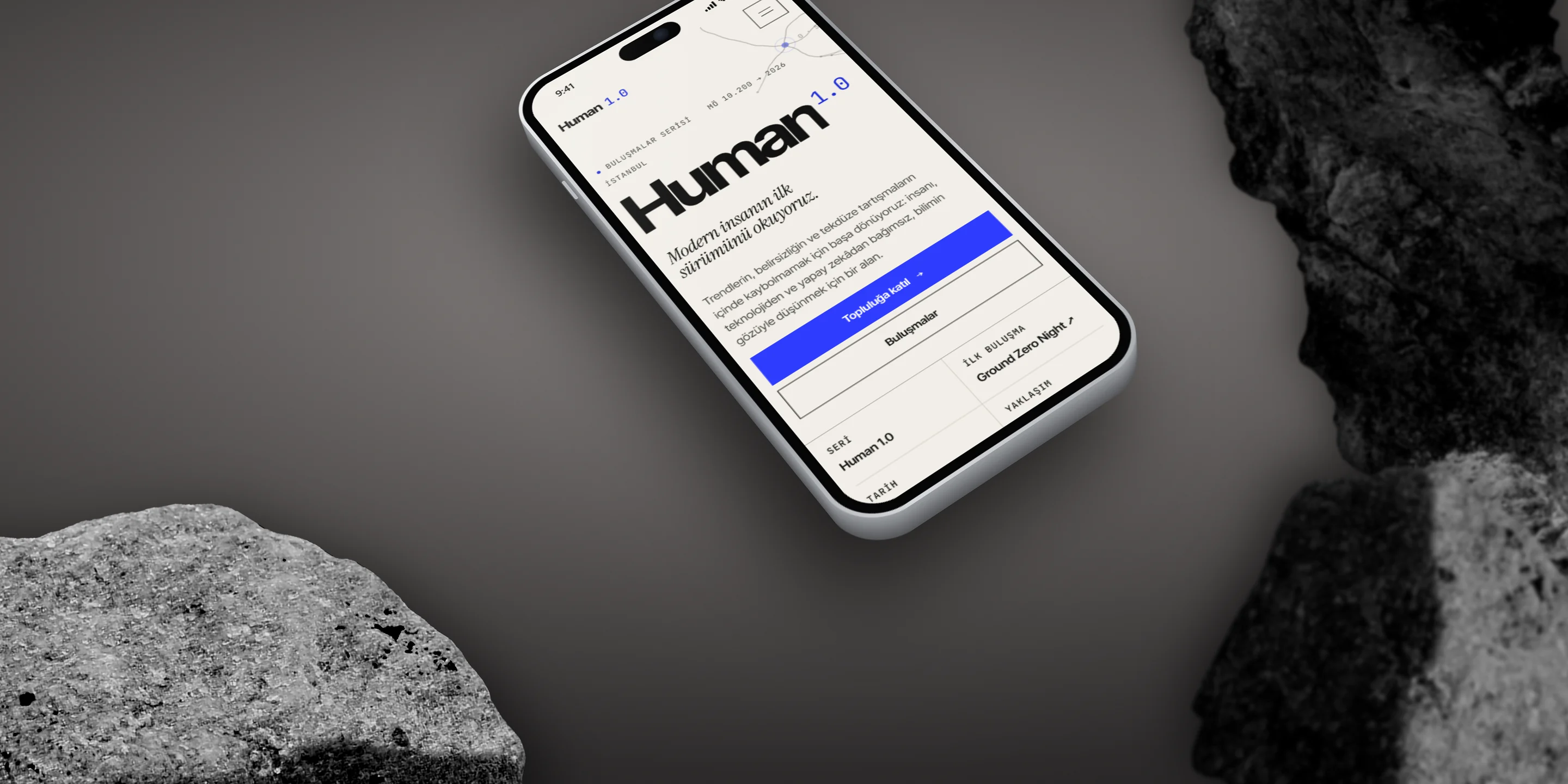 Human 1.0 mobile site on an iPhone
