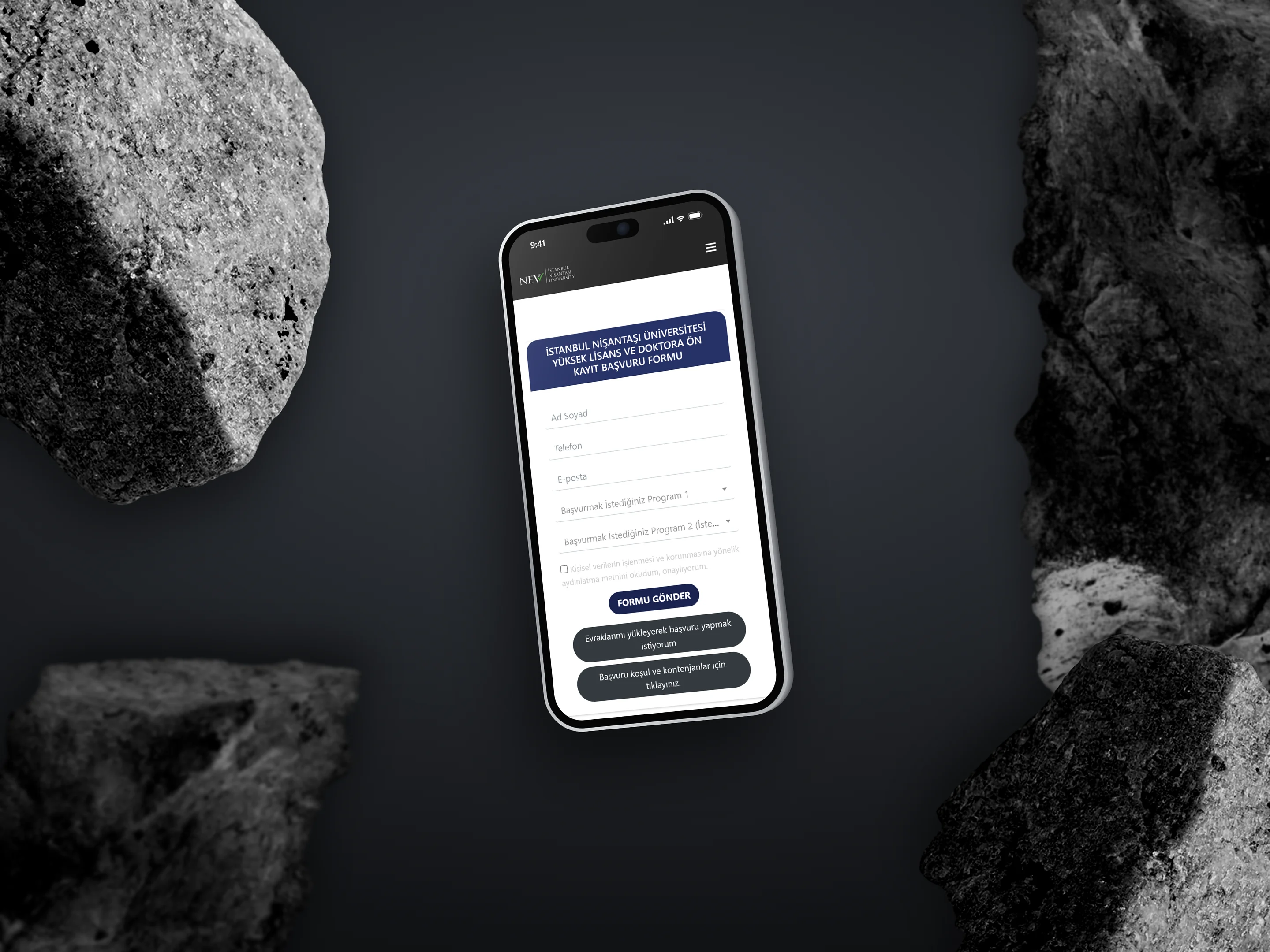 Graduate School mobile pre-registration form on an iPhone