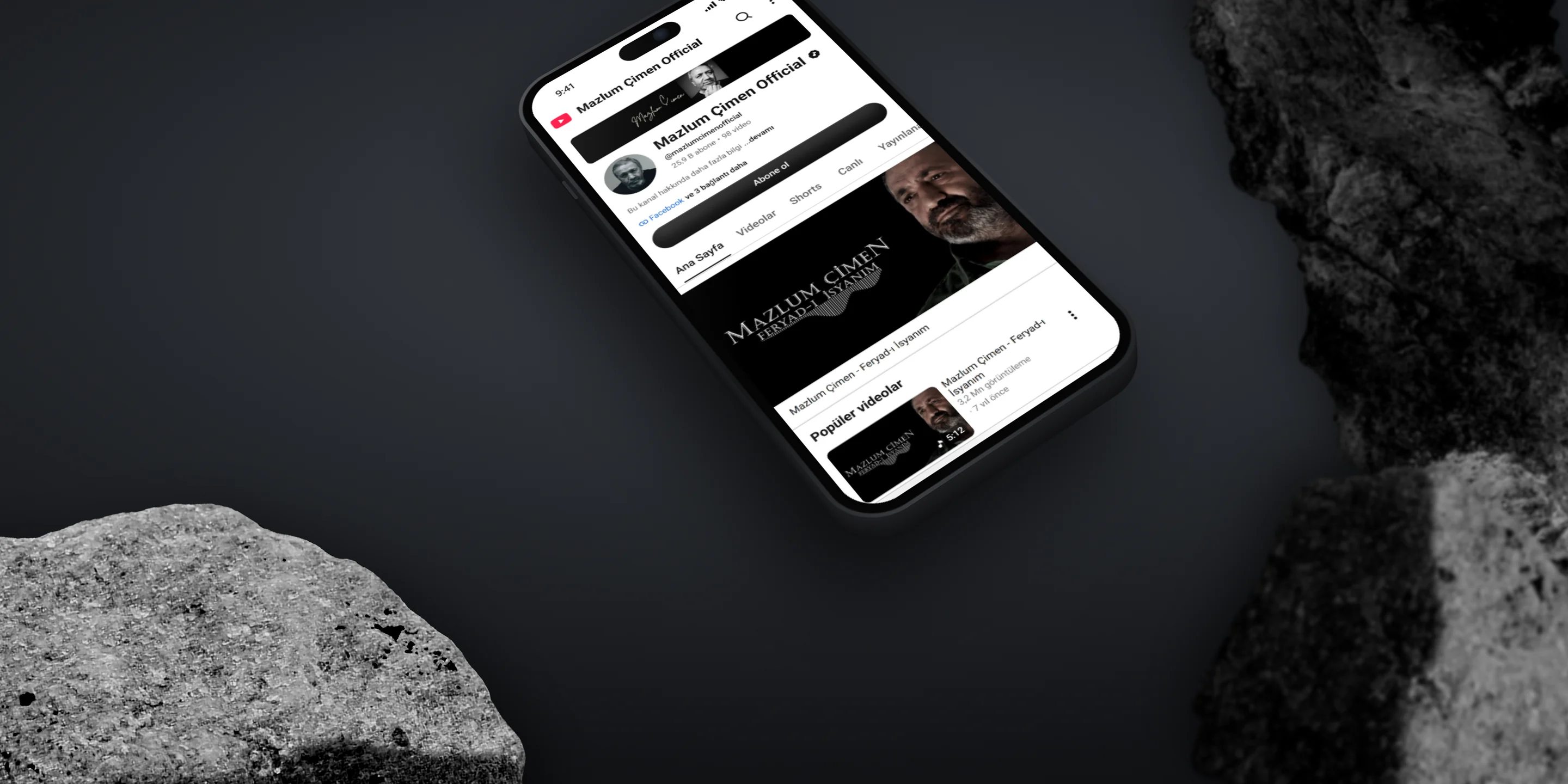 Mazlum Çimen YouTube kanalı iPhone ekranında