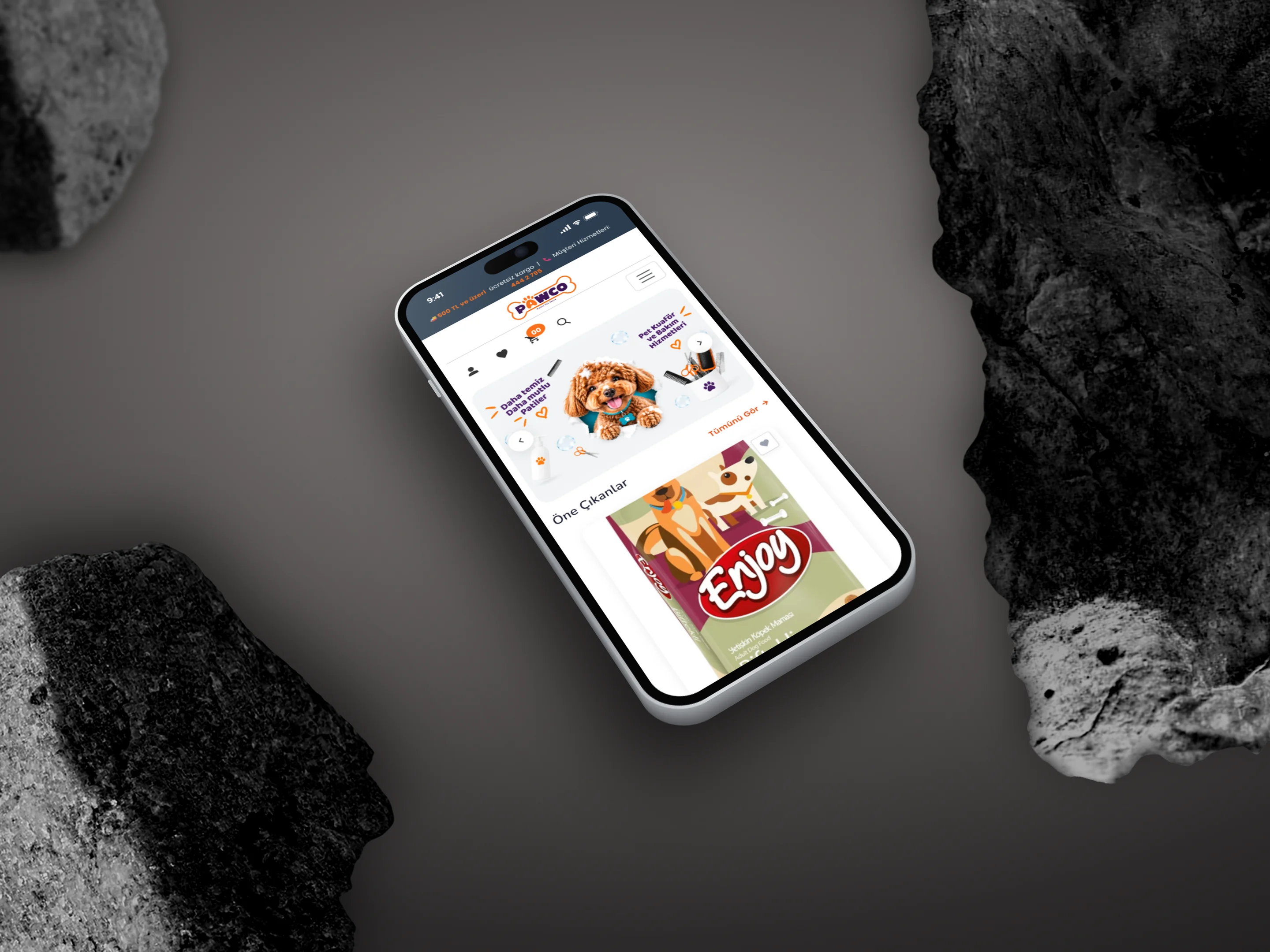Pawco mobile site on an iPhone